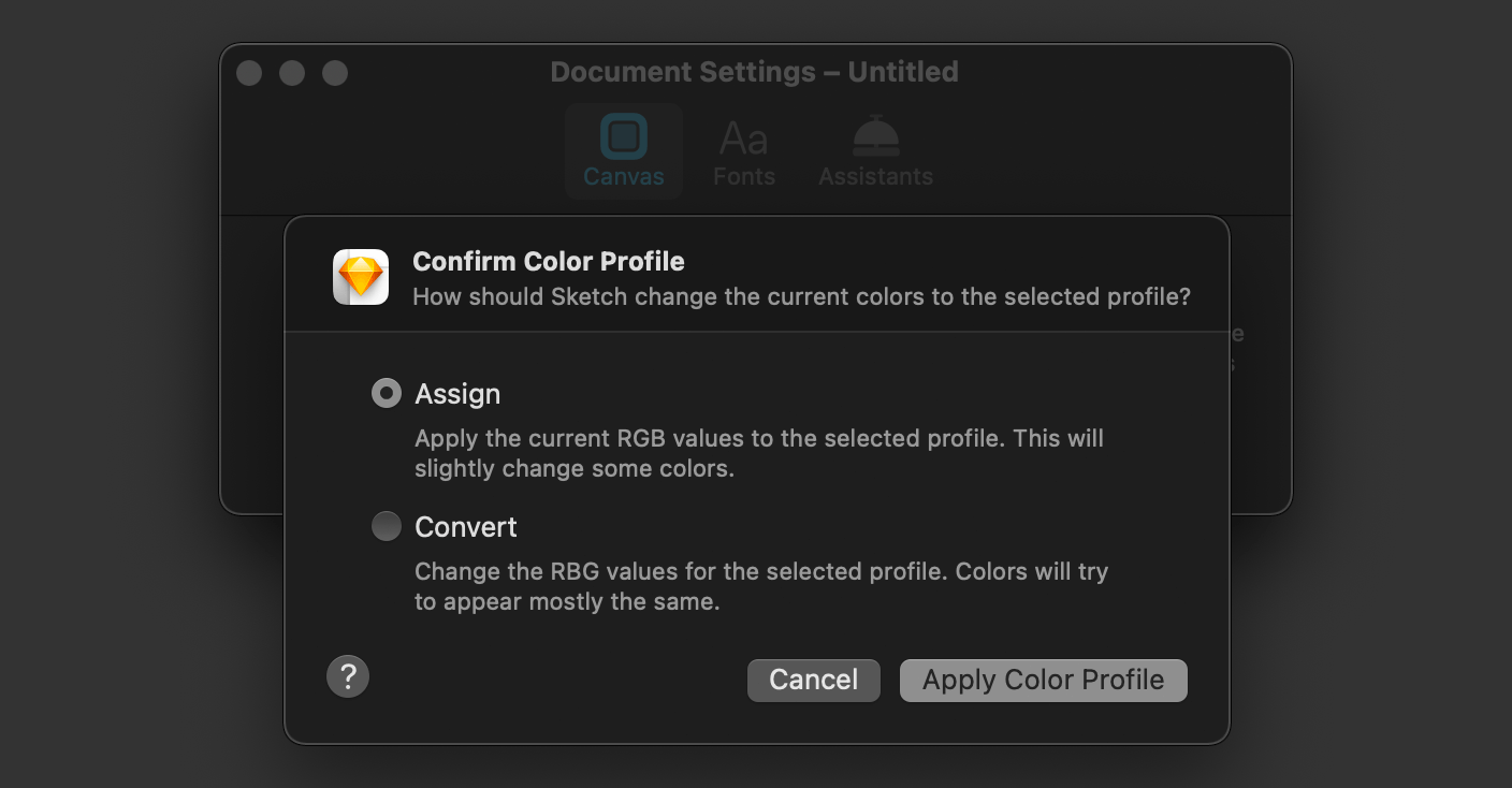 Sketch’s Document Settings window.