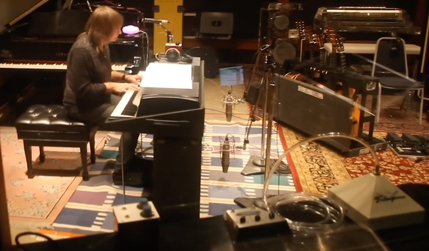 A still image from the “Memory Tapes” documentary, showing a DigiTech Talker and Keeley Electronics Framptone Talk Box.