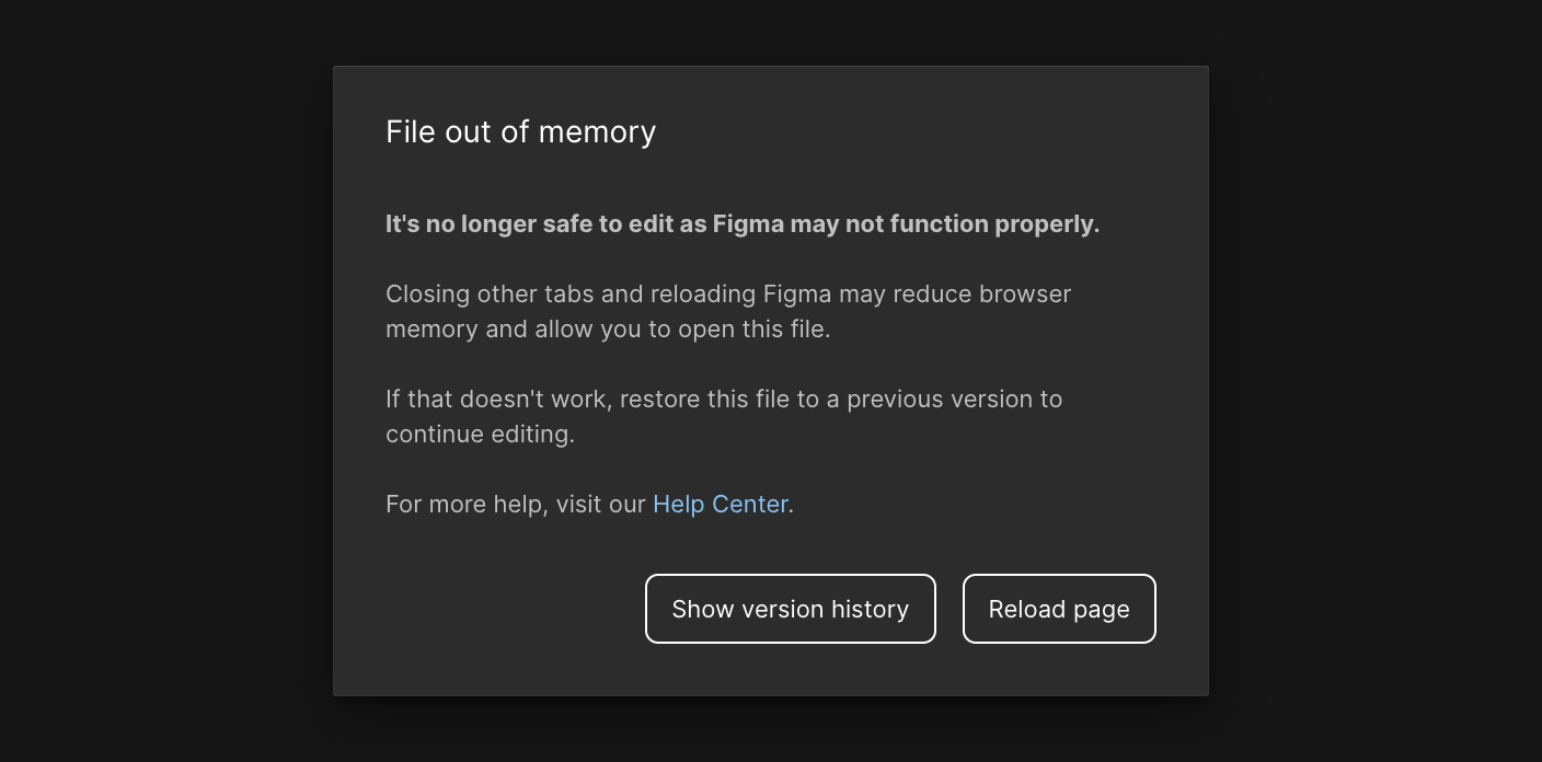 Figma out of memory alert
