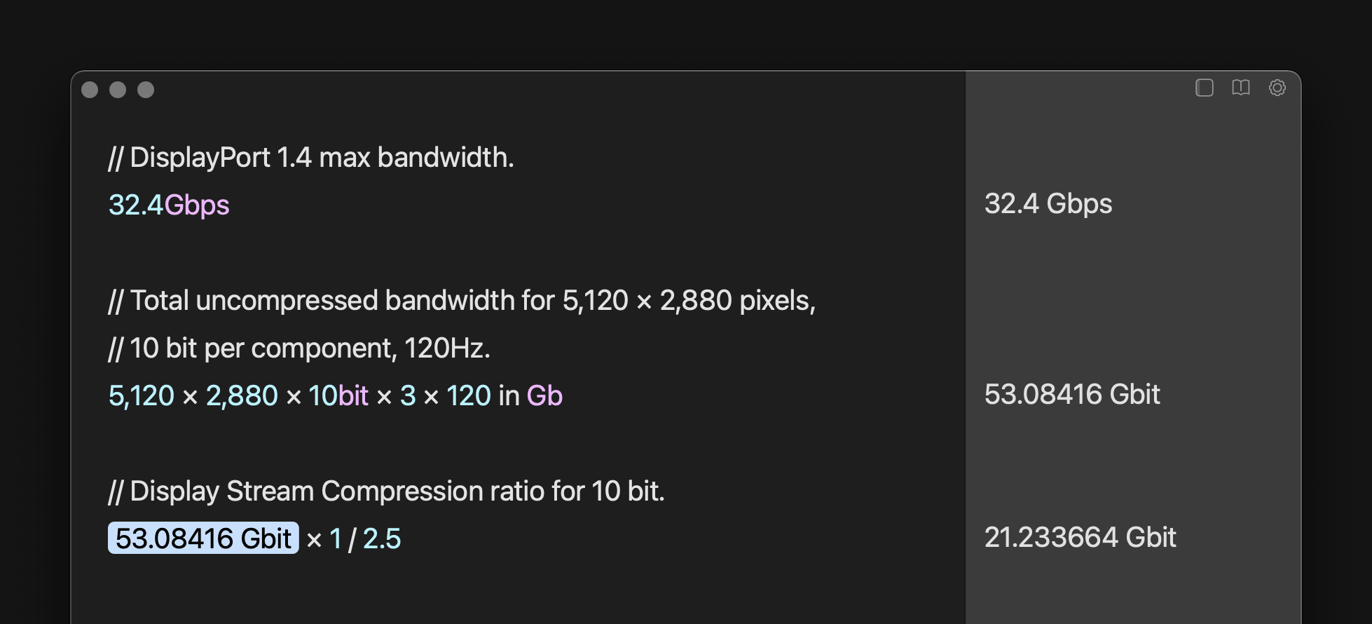 Bandwidth calculations for 5K 120hz using Display Stream Compression