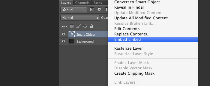 Smart Object embed Linked
