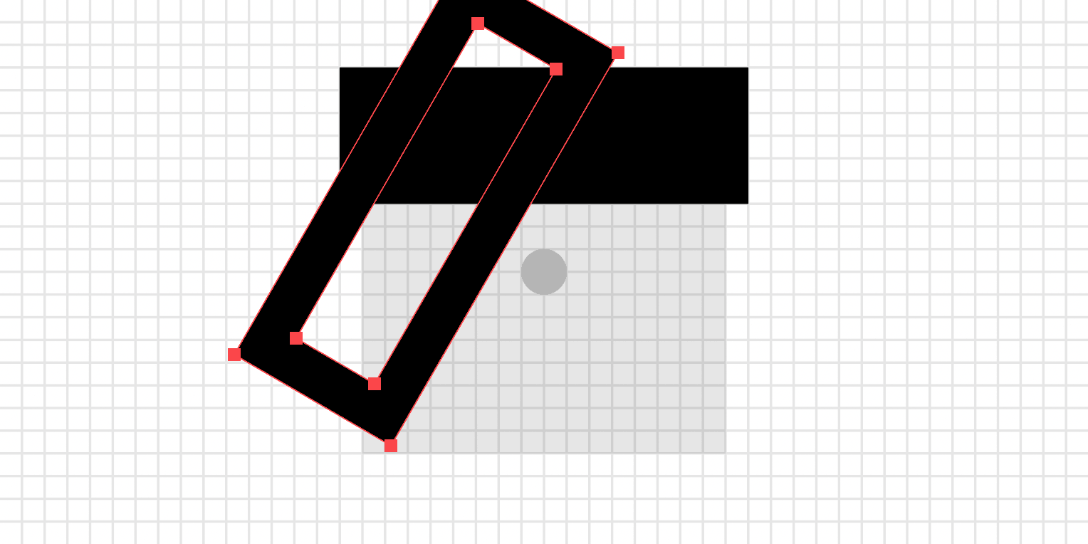 The third step of a camera iris icon being drawn in Adobe Illustrator