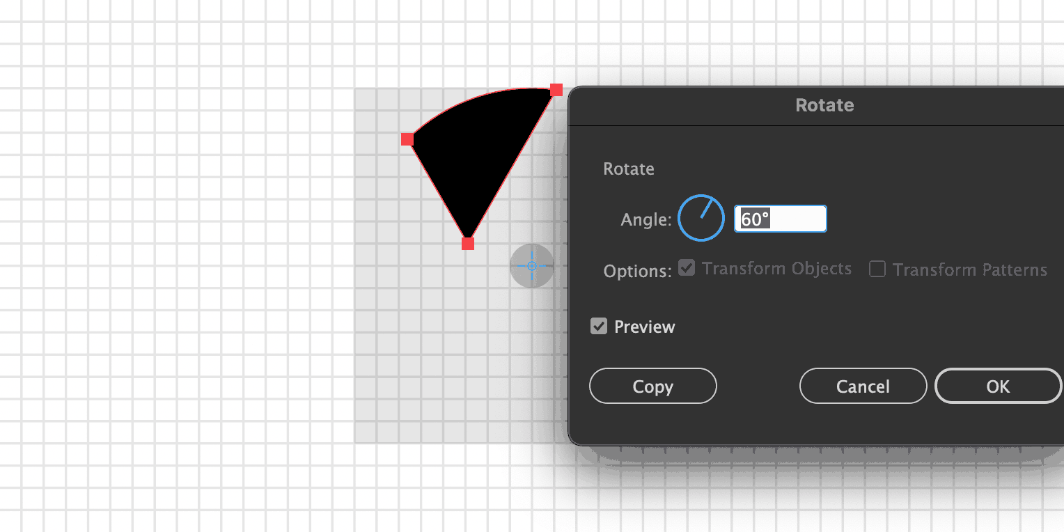The sixth step of a camera iris icon being drawn in Adobe Illustrator