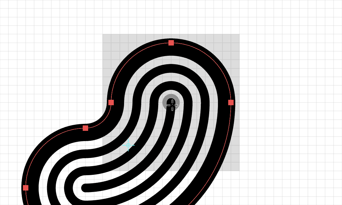 Step 3 of a fingerprint icon being drawn in Adobe Illustrator