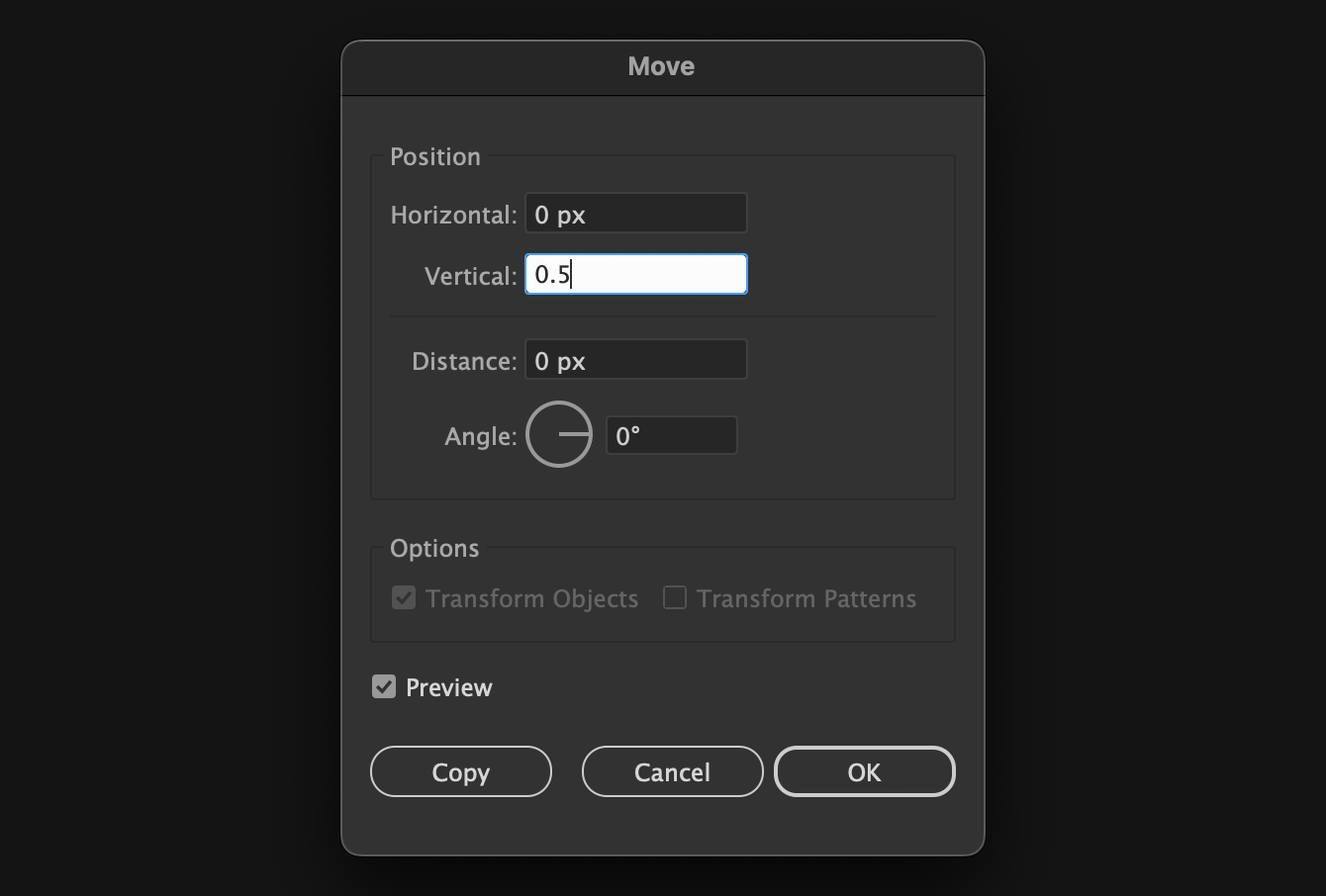 The move window in Adobe Illustrator