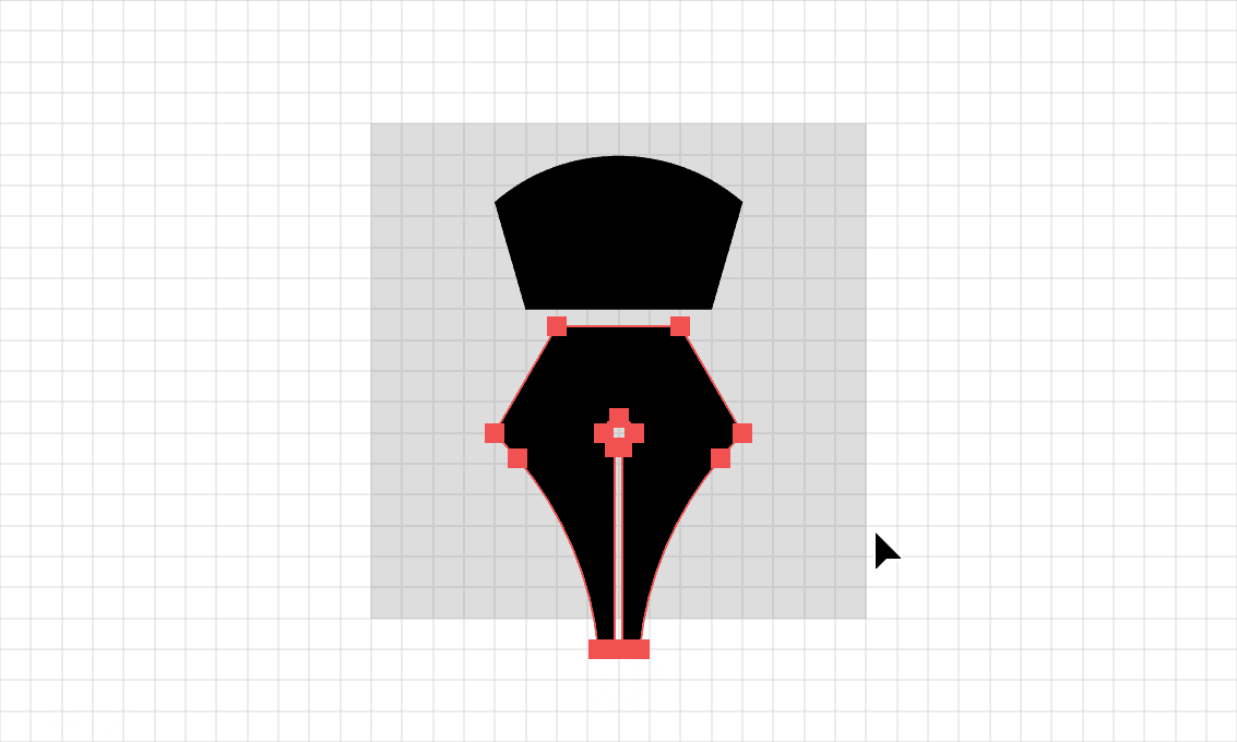 Step 7 of a fountain pen icon being drawn in Adobe Illustrator