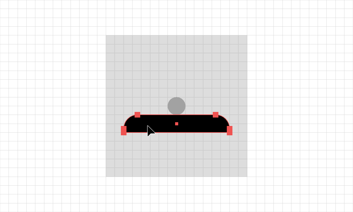 Step 2 of a pushpin icon being drawn in Adobe Illustrator
