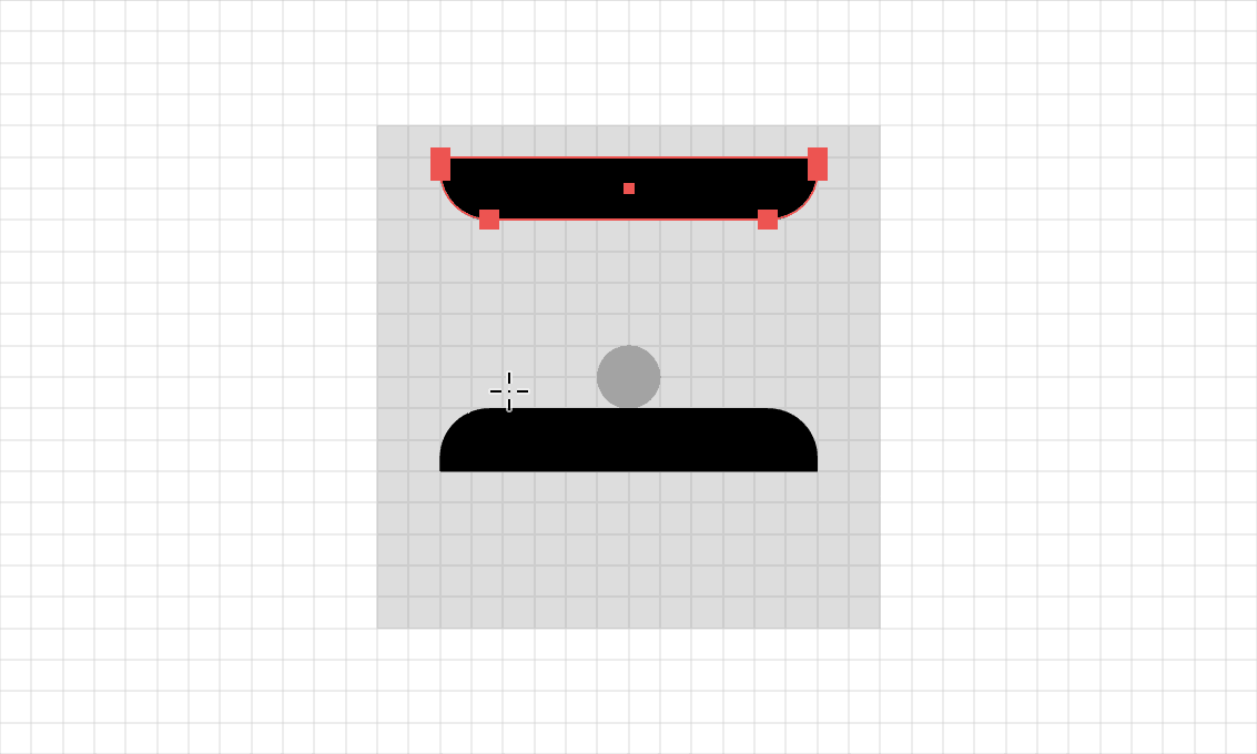 Step 3 of a pushpin icon being drawn in Adobe Illustrator