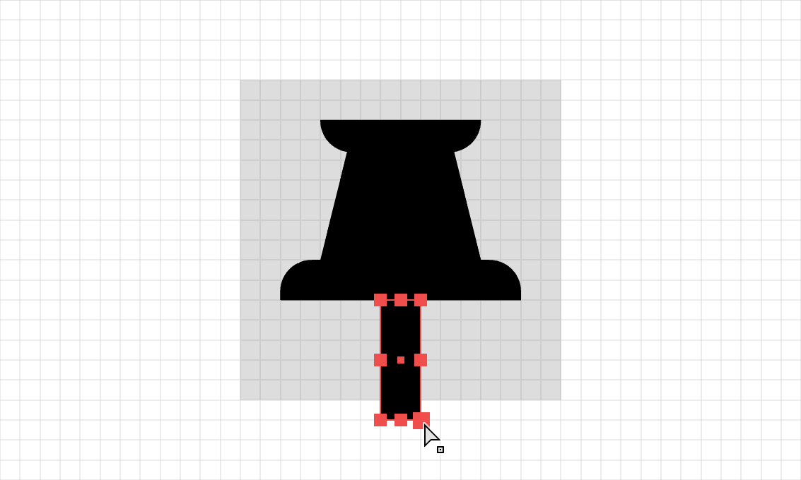 Step 5 of a pushpin icon being drawn in Adobe Illustrator