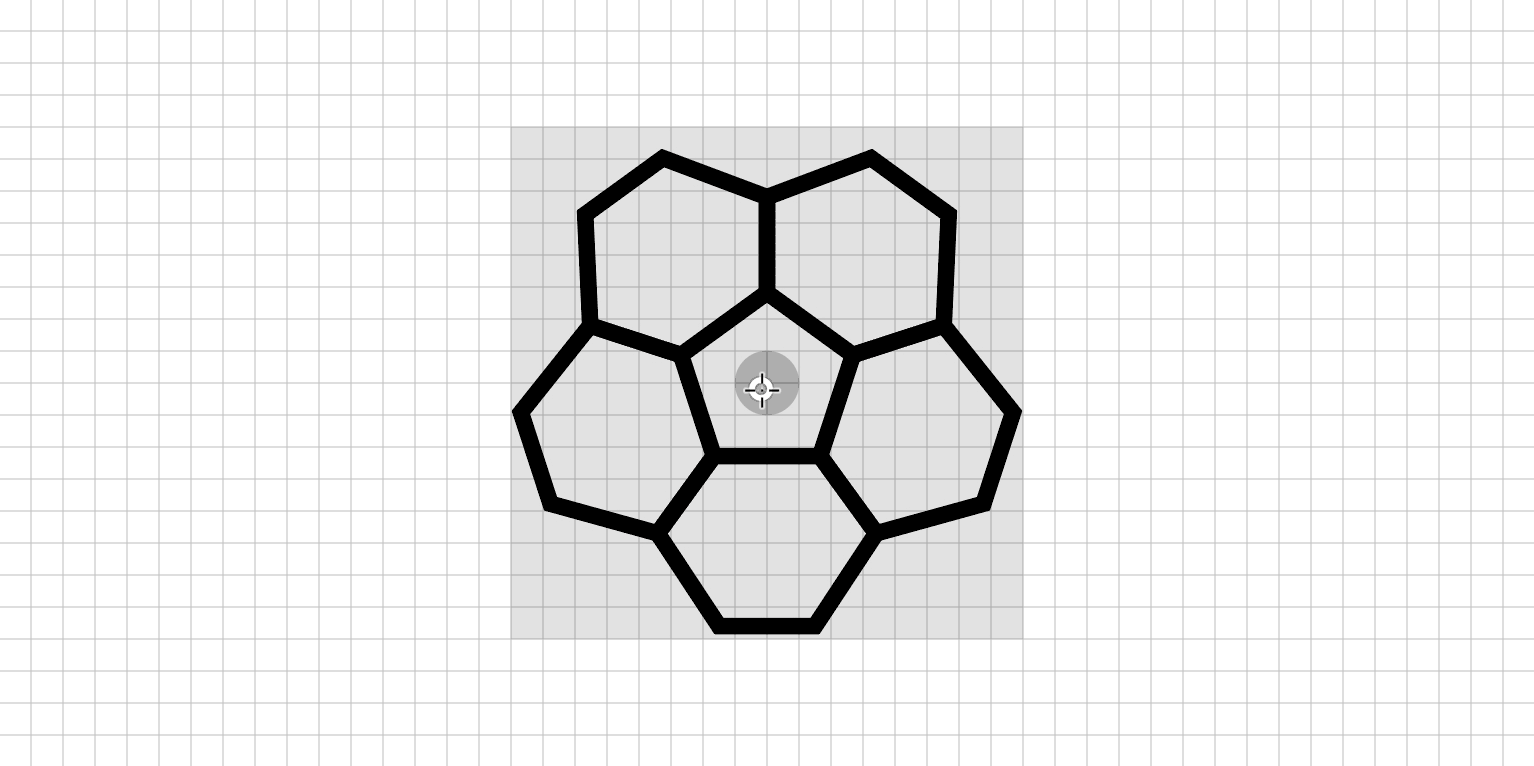 The forth step of a soccer ball icon being drawn in Adobe Illustrator