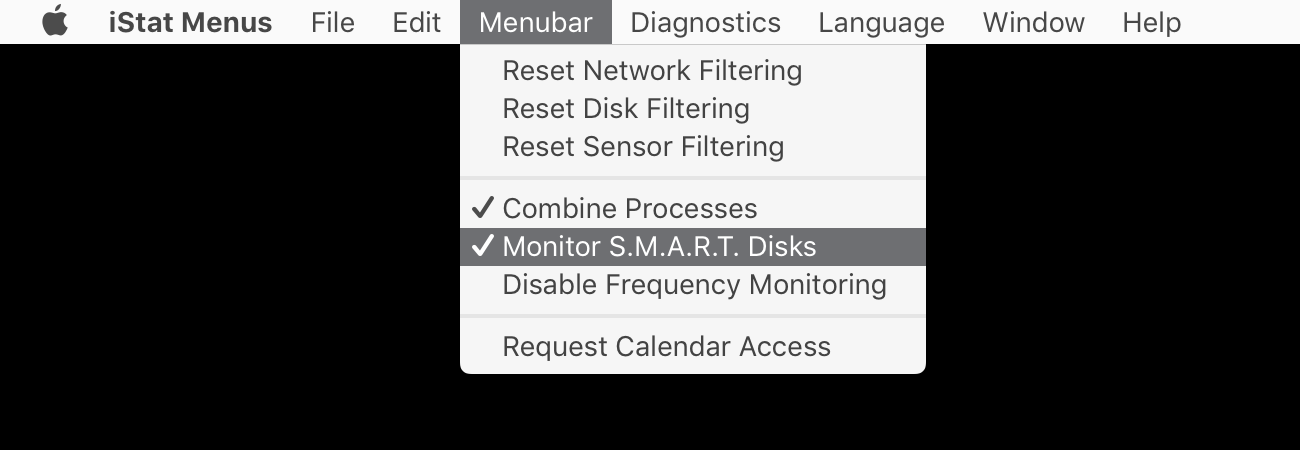 The Menubar menu in iStat Menus