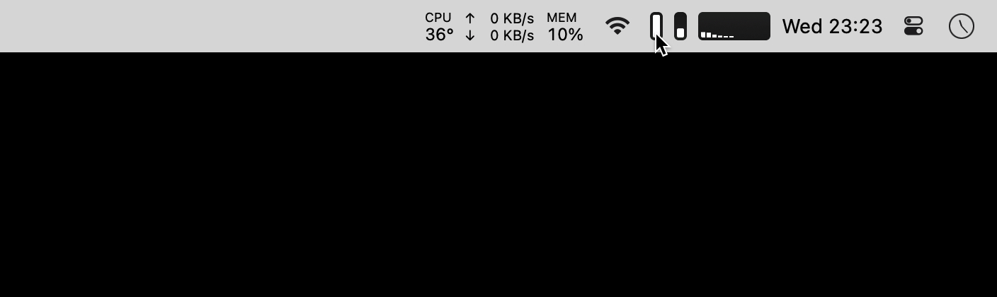 A screeshot of the macOS menu bar, showing how to reorder items